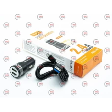 зарядка от прикуривателя Reddax  2USB  2.4А круг черный + кабель USB - Micro USB  Евро