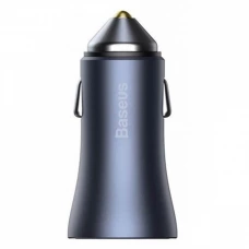 зарядка от прикуривателя Baseus  1USB + 1 USB Type-C PD  3.0А QC 40W серый + кабель Type-C - iPhone