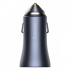 зарядка от прикуривателя Baseus  1USB + 1 USB Type-C PD  5.0А QC 40W серый + кабель USB - Type-C 1м