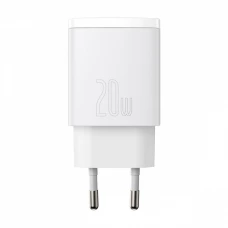 зарядка від мережі 220В на  USB + Type C 3.0A, QС 20W, біла