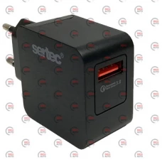 зарядка від мережі 220В на  USB 3.0A, QС 18W, чорна