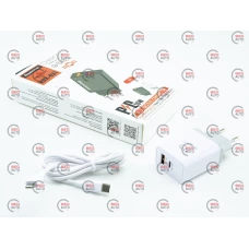 зарядний пристрій від мережі 220В на  USB + Type C 3.0A, QC 18W + кабель USB -  iPhone, білий