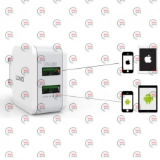 зарядка від мережі 220В на  2USB 2.4A біла