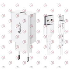 зарядка від мережі 220В на  USB 3.0A біла, QС 3.0 + кабель USB - Micro USB, 18W