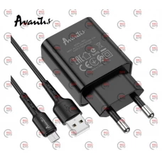 зарядка від мережі 220В на  USB 2.4A чорна + кабель USB - Micro USB