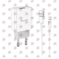 зарядка от cети 220В на  USB 2.1A + кабель USB -  iPhone, белая