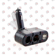 яразветвитель прикур. прямой 2 вых.   5А/60Вт, 2 USB 1.5А, Евро/ВАЗ