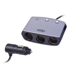 разветвитель прикур. 3 вых. 10А/120Вт, 1 USB 2.4А, провод 0,78м, Евро