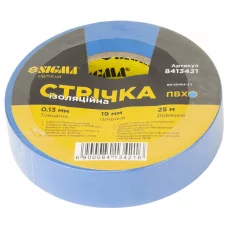 ізоляційна стрічка 25м х 19мм х 0,13мм синя Sigma