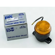 мигалка желтая LED 12/24В  d-75мм, высота 55мм, с креплением на трубу 