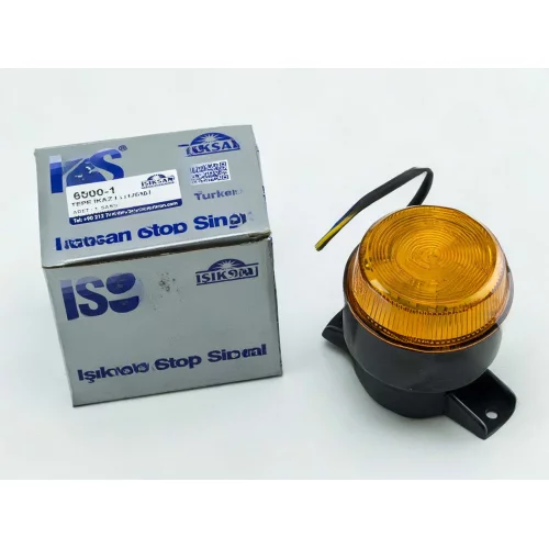мигалка жовта LED 12/24В  d-75мм, висота 55мм, з кріпленням на трубу 