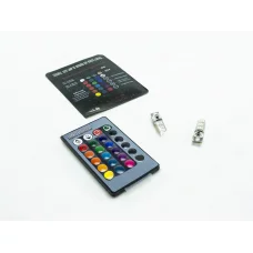 Лампа LED БЦ 12V W5W (W2,1x9,5d) T10 RGB  6 SMD 5050 силікон з пультом