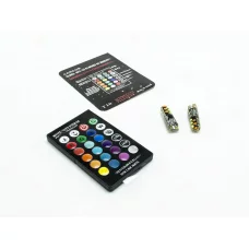 Лампа LED БЦ 12V W5W (W2,1x9,5d) T10 RGB  6 SMD 5050 силікон з пультом (cobalt)