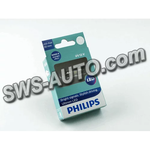 Лампа LED AC 12V T10.5х30 SV8,5 WHITE  0,6W 6000K PHILIPS