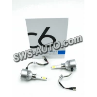 лампа LED H1 12V-24V C6 6000K CHIP COB (металл. корпус) радиатор с вентилятором