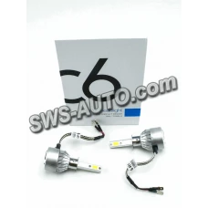 лампа LED H1 12V-24V C6 6000K CHIP COB (металл. корпус) радиатор с вентилятором