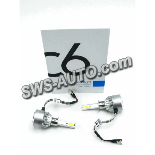 лампа LED H1 12V-24V C6 6000K CHIP COB (металл. корпус) радиатор с вентилятором