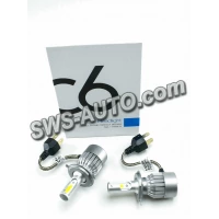 лампа LED H4 12V-24V C6 6000K CHIP COB (металл. корпус) радиатор с вентилятором