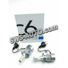 лампа LED H4 12V-24V C6 6000K CHIP COB (металл. корпус) радиатор с вентилятором