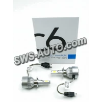 лампа LED H7 12V-24V C6 6000K CHIP COB (метал. корпус) радіатор з вентилятором