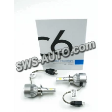 лампа LED H7 12V-24V C6 6000K CHIP COB (металл. корпус) радиатор с вентилятором