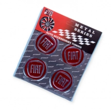 наклейка на колесный диск/колпак d 60 мм  Fiat красная (4шт)