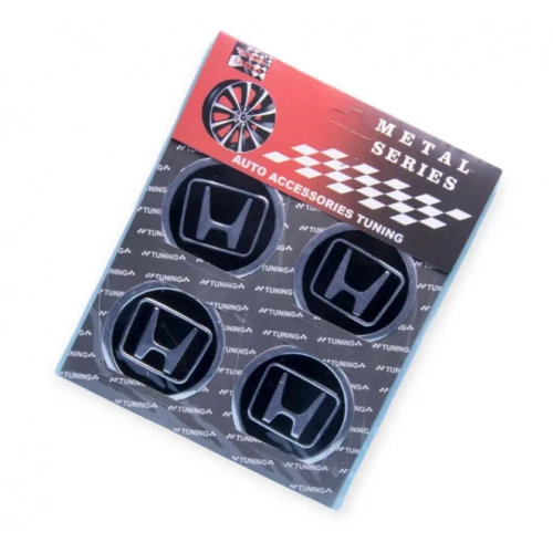 наклейка на колісний диск/ковпак d 60 мм  Honda чорна (4шт)