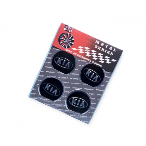 наклейка на колісний диск/ковпак d 60 мм  Kia чорна (4шт)
