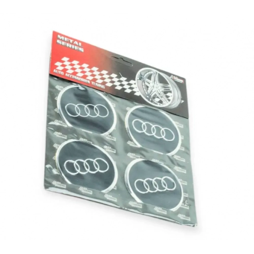 наклейка на колісний диск/ковпак d 60 мм  Audi чорна (4шт)