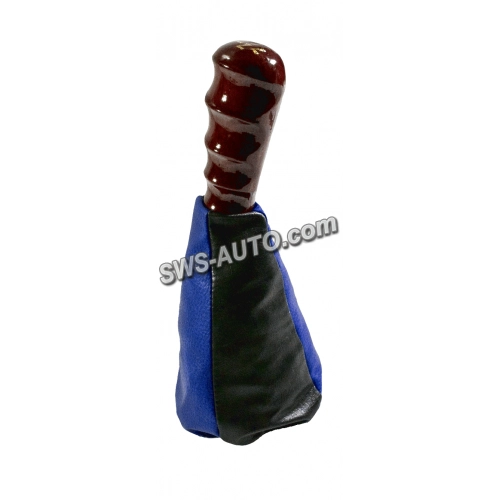 пыльник КПП 2108 салона кожзам синий + набалдашник дерево