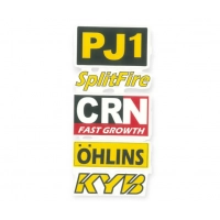 наклейка на мопед, мотоцикл "Pj1, Splitfire, Crn, Ohlins, Kyb" контурная порезка (2шт)