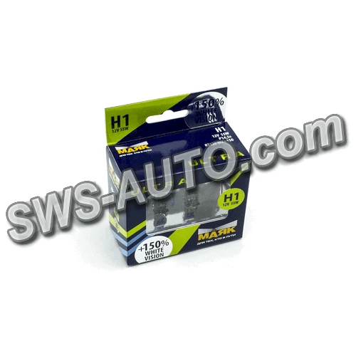 лампа  H1 12V 55 W Маяк White Vision +150% (2шт)
