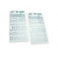 наклейка трафаретная "Kyb, Bendix, Oz, Racing, Dunlop, Jurid, Konig, Swag" серая (2шт)