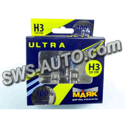 лампа H3 12V 55 W  Маяк Super Light +100% (2шт)