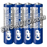 батарейка  AA  сольова 1.5V пальчик GP PowerPlus 4шт  плівка