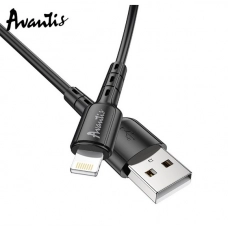 кабель для заряджання Avantis  USB - iPhone,  1м, 2.0А  чорний, круглий Novel
