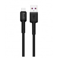 кабель для заряджання Avantis  USB - Micro USB,  1м, 3.0А  чорний, круглий силіконове обплет. QC+DT