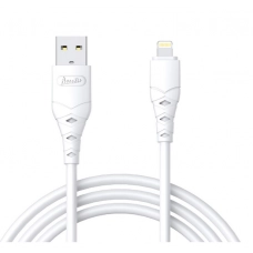 кабель для заряджання Avantis  USB - iPhone,  1м, 3.0А  білий, круглий силіконове обплет. QC