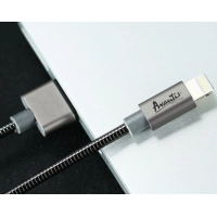 кабель для зарядки Avantis  USB - iPhone,  1м, 2.0А  серебряной, круглый, металлический  QC