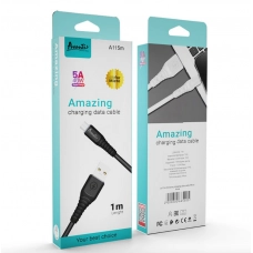 кабель для заряджання Avantis  USB - Micro USB,  1м, 5.0A  білий, круглий силіконове обплет.