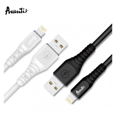 кабель для заряджання Avantis  USB - iPhone,  1м, 5.0A  чорний, круглий силіконове обплет.