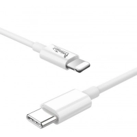 кабель для зарядки Avantis  Type-C - iPhone,  1м, 3.0А белый, круглый силиконовая оплетка, QC, 20W