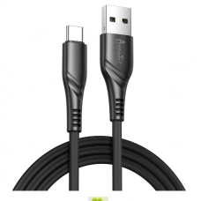 кабель для заряджання Avantis  USB - Type-C,  1м, 3.0A  чорний, круглий рифлене обплет.  Business