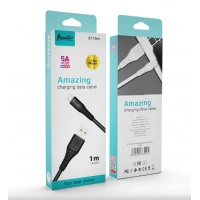 кабель для заряджання Avantis USB - Micro USB, 1м, 3.0A чорний, круглий силіконове обплет. 40W