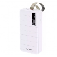 повербанк 30000 mAh, 1 USB выход, заряд через MicroUSB/Type-C, индикатор заряда, белый Remax