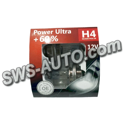 лампа H4 12V 60/55 (43) BREVIA Power Ultra +60% (2шт)