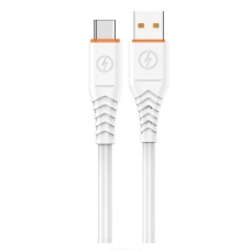 кабель для заряджання Avantis  USB - Type C,  1м, 6.0А  білий, круглий силіконове обплет. QC