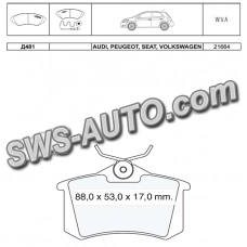 колод.торм. зад. VW Golf IV 99->, Passat B5 (96-05), Skoda Octavia 00-> 1.8T,1.9TDI  (Dafmi Intelli)