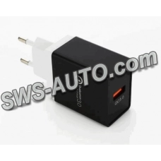 зарядка от cети 220В на  USB 3.0A, QС 18W, черная