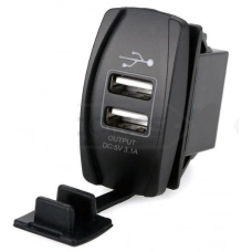 гнездо врезное 2 USB   3,1A, 12-24В посадочн. 21,5х36мм, крышка, с подсветкой синей, под TOYOTA